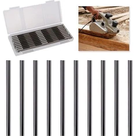 Jeu de 10 lames de rabot électrique, lames de 82 mm, compatibles avec Makita, Bosch, Hitachi, idéales pour le travail du bois et le bricolage (82 x 5,5 x 1,2 mm)
