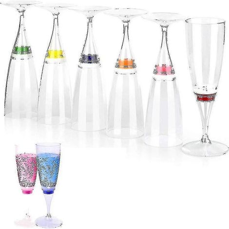 Lot de 6 flûtes à champagne LED clignotantes activées par l'eau (1/4)