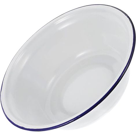 Bol en émail avec couvercle - Bol mélangeur rond en émail pour salade, soupe et légumes - 18 cm - Pour cuisine, camping et service (1/5)