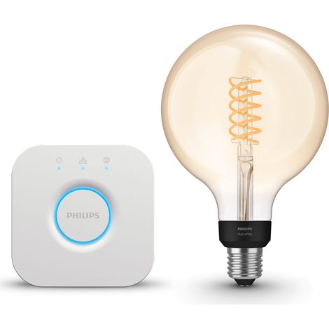 Philips Hue Starter Pack E27 2 Bombillas Filamento Edison Grande (ST72) Luz blanca cálida - Incluye 1 Bridge - White (1/5)