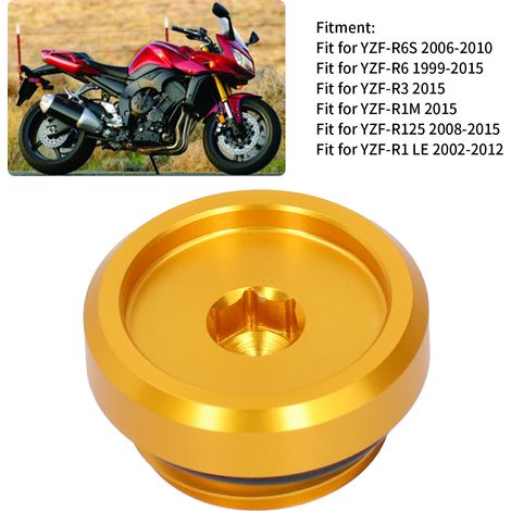 Bouchon de remplissage d'huile moteur à vis, compatible avec YAMAHA MT-07 R1/R3/R6 FZ1/6/8, couleur or (1/5)