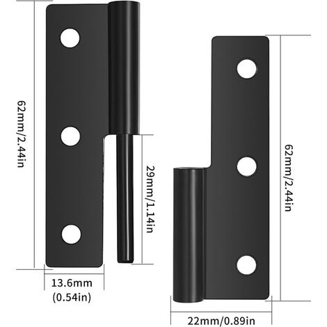 Charnières de Porte,Charnière Démontable,62x37x1,5mm Charnières Démontables Pliable,Charnières Démontables pour Portes Intérieures Extérieures Meubles Armoires Industrielles (1/4)