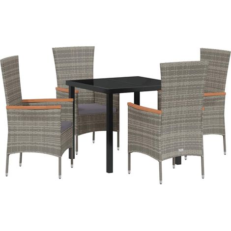 Garden Dining Set with Cushion 5 pcs Grey Powder-Coated Steel vidaXL (1/5)