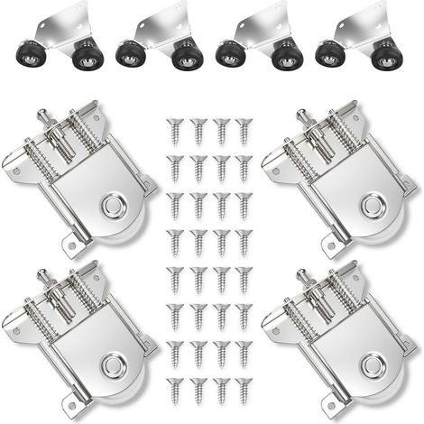 4PCS Roulette Porte Coulissante Placard pour Roulette Porte Coulissante, Silencieuse, Portes Coulissantes de Meubles pour Armoires (1/5)