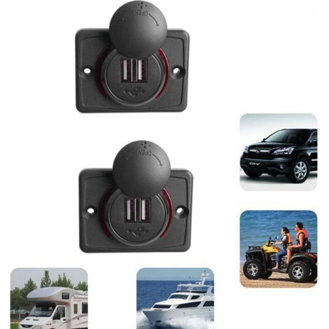Set mit 2 Kfz-Ladegeräten, 3,1 A, zwei 12-V-USB-Buchsen, flächenbündig montiertes Schnellladepanel (1/5)