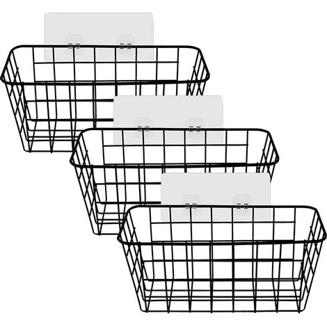 Étagère de Douche Sans Percage 3 Paniers,Métal Rangement Salle de Bain avec Crochets,Support Mural pour Shampooing et Gel Douche,Organisation (Noir) (1/5)