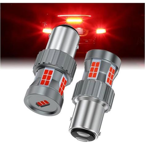 2pcs 1157 BAY15D P21/5W Ampoules LED 23W 12V Super Lumineuses Rouge Sans Erreur Anti Feu de Freinage Feu de Queue Feu de Stop (1/5)