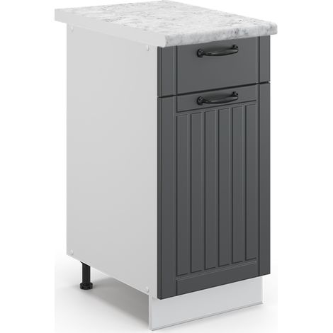 Mueble bajo de cocina Fame-Line, Antracita casa de campo, 40 cm , ET Mármol, Vicco