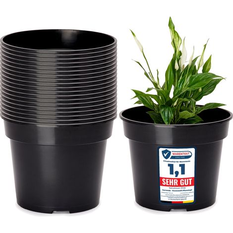 Garronda Pots Horticulture Ronds Pots pour Culture de Plants de Plantes et Fleurs GD-0025 (20 Pièces Noir, ⌀ 26 cm H 21 cm)