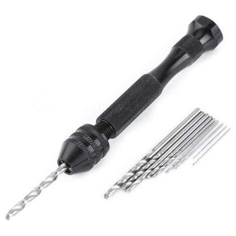 Mandrino manuale per trapano, utensili manuali, punta da trapano micro elicoidale con 10 punte rotanti per legno con viti del mandrino
