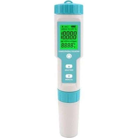 Salzgehaltsmessgerät für Schwimmbäder, pH- und Salzwassermessgerät, 7-in-1-Digitalmessgerät, pH- und Salzgehaltsmessgerät für Schwimmbäder (1/3)