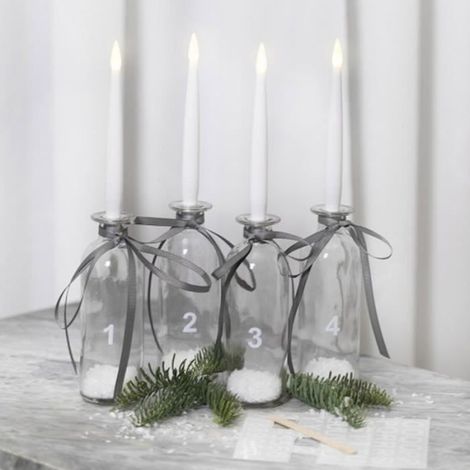 Bougies à LED - 15,5 cm x 1,4 cm - 4 pcs - Intérieur - Contemporain - Gris