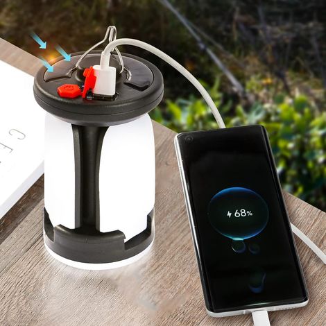 Wiederaufladbare Solar-Campinglampe, 1000 lm, 6 Modi, faltbar, für Camping, Ausflüge, Rettungsdienste, Angeln und Höhlen (1/5)