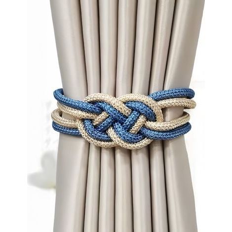 Paquet de 2 attaches de rideaux magnétiques, pinces à rideaux,bleu ciel + champagne, attaches de rideaux magnétiques sans poinçon, accessoires DTY (1/3)