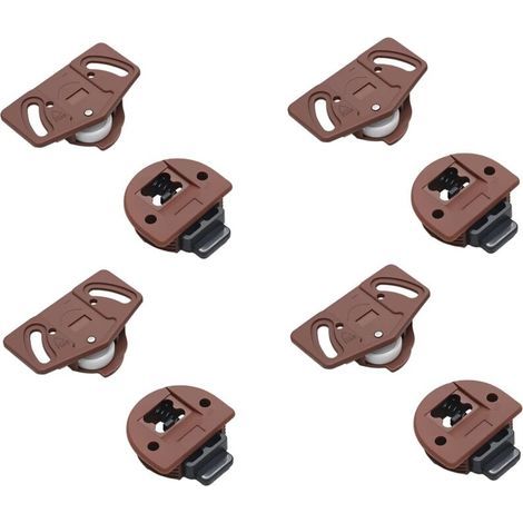 4 paires de Porte Coulissantes pour Porte de Garde-robe avec guide pour armoires encastrées, Roulette Placard, Roues Rouleaux pour Armoire, Vitrines, Remplacement Porte Rouleau (1/5)
