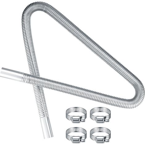 Tuyau d'échappement Acier Inox pour Générateur, 25 mm x 120 cm Tuyau d'Echappement de Voiture Flexible pour Générateurs Chauffage Auxiliaire Diesel Chauffage de Stationnement + 4 Colliers de Serrage (1/5)