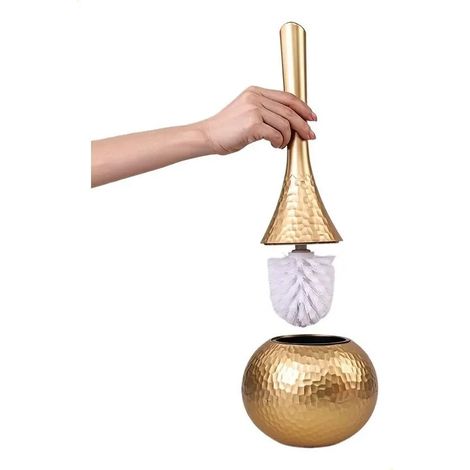 Brosse de nettoyage de salle de bain dore avec base (1/4)