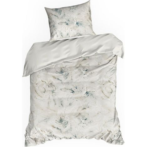Bettwäsche-Set „Frühling/82 Blätter“, beige-türkis, 140 x 200 cm, Satin (1/5)