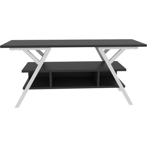 Decorotika Minerva Wide Decorative Meuble TV Meuble TV Meuble TV TV Cabinet Storage With Open Shelves - Blanc And Anthracite (1/5)