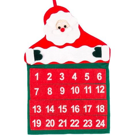Kit de calendario de adviento DIY de fieltro con forma de árbol de cuenta regresiva y 24 bolsillos para adornos navideños colgantes. (1/5)