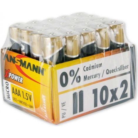 ANSMANN Piles Bâtons Alcalines LR03 AAA - Lot de 20 (5015671) (1/3)