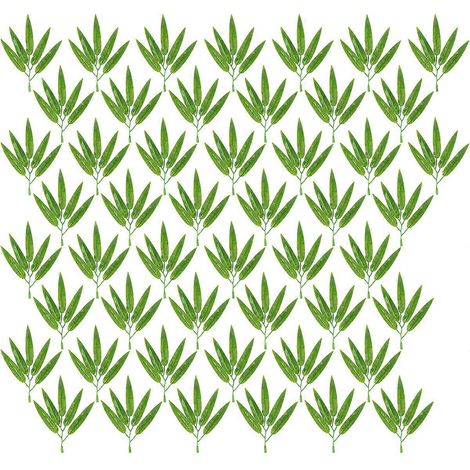 50 pièces de décoration végétale artificielle pour bureau : branches de bambou artificielles, fausses feuilles de bambou et lianes. (1/5)
