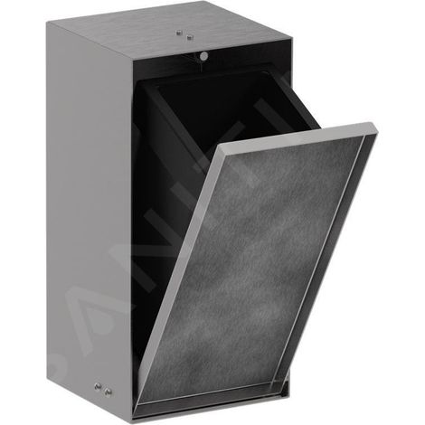 Hansgrohe XtraStoris Rock - Poubelle à encastrer 2,5 l, acier brossé 56063800 (1/2)