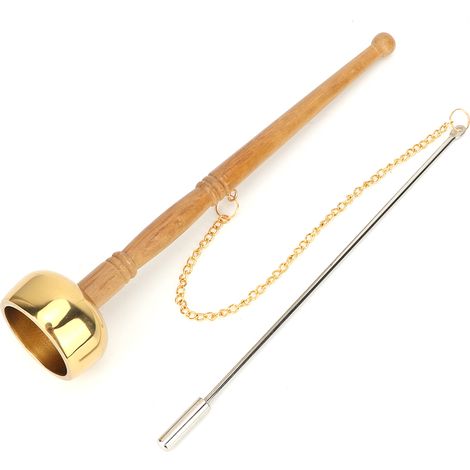 Cloche à main en laiton avec manche en bois, instrument de chant bouddhiste, fournitures bouddhistes (1/5)