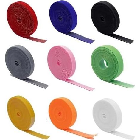 Nastro adesivo con velcro, 10 rotoli di fascette per cavi, nastro autoagglomerante riutilizzabile, nastro di fissaggio in nylon, per cucito fai da te, gestione dei cavi elettrici, 10 colori (1/5)