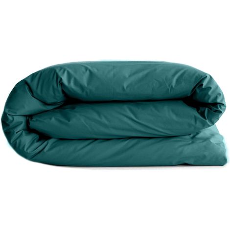 Housse de couette uni percale de coton MANOIR 140x200 cm (1/5)
