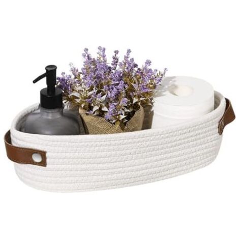 Panier Table a Langer, Panier en Corde de Coton Empilables, Petit Panier Rangement, Panier Rangement Bébé, Panier Rangement Tissé en Corde Coton pour Chambre D'Enfant, Bain, Chambre