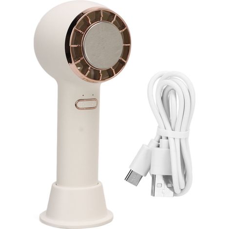 Ortviai Mini Ventilateur Portable USB Rechargeable avec Plaque de Refroidissement, Blanc, 65x65x170 mm, 2200 mAh
