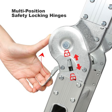 Todeco – Échelle télescopique 6 en 1 – Hauteur réglable 1,25 à 4,78 m – Charge maximale 150 kg – Alliage aluminium – Norme EN 131