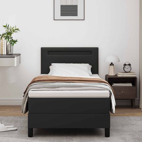 Boxspringbett mit Matratze Schwarz 90 x 200 cm Kunstleder