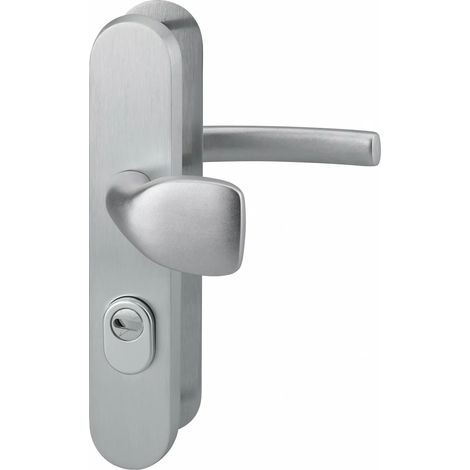 Thirard – Poignée de sécurité palière en aluminium massif anodisé argent – Épaisseur de porte 40-50 mm – Cylindre anti-perçage – Entr'axes 216 mm
