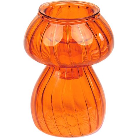 Bougeoir en Verre en Forme de Champignon Orange Vase à bourgeons Décorations de Table de Noël élégantes Cadeau de Noël pour Elle ou Lui décoration d'intérieur Cadeau de Noël (1/5)