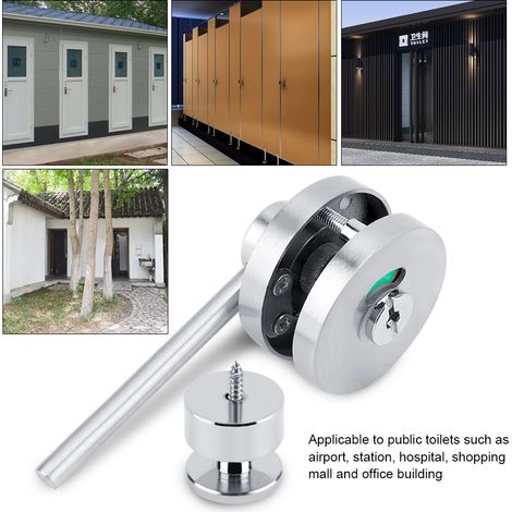 Verrou de porte en alliage de zinc avec indicateur de position (occupé/libre) pour toilettes publiques. (1/5)