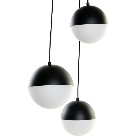 DKD Home Decor Suspension Blanc Noir Métal Verre 40x40 cm (1/4)