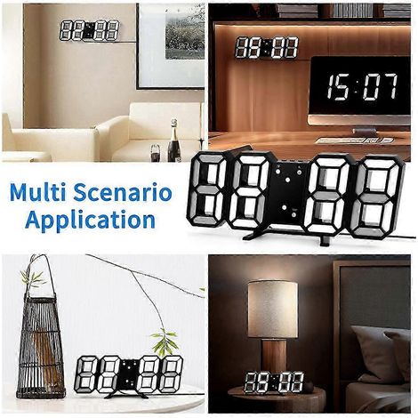 Horloge numérique LED 3D, horloge murale lumineuse, horloge électronique multifonctionnelle alimentée par USB, décoration intérieure (1/5)