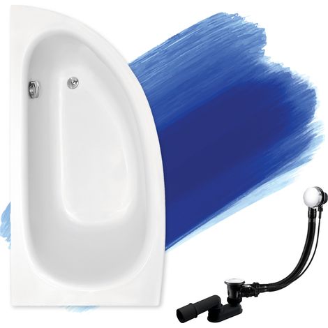 Baignoire Bain d'angle 150x70 Gauche, Siphon de bain et pieds (support) - Set 3en1 - Fabriqué en UE - BADLAND MILENA