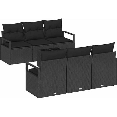 Maison Exclusive - Gartensofa-set mit Kissen 7 pcs Schwarz Poly-R