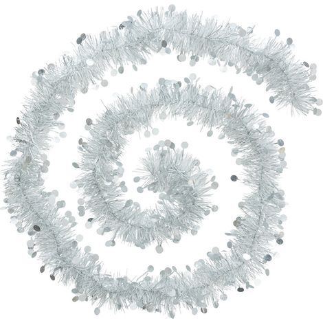 Guirlande de Noël large 10 cm Argent et Blanc avec pastilles Longueur 2 mètres - Feeric Christmas (1/2)
