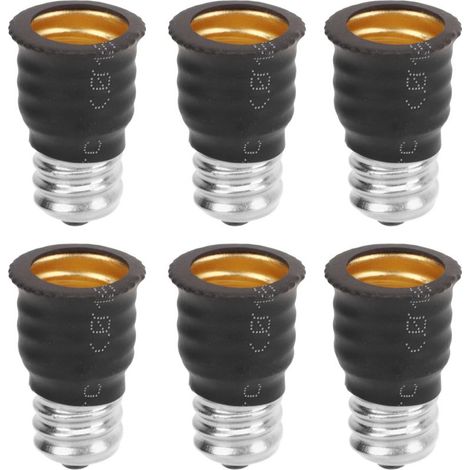 Set mit 6 E12-auf-E14-Adaptern, E14-auf-E12-Konverter für Glühbirnen, schwarz, ideal für Garagen, Schlafzimmer, Wohnzimmer, Küchen, Flure (1/5)