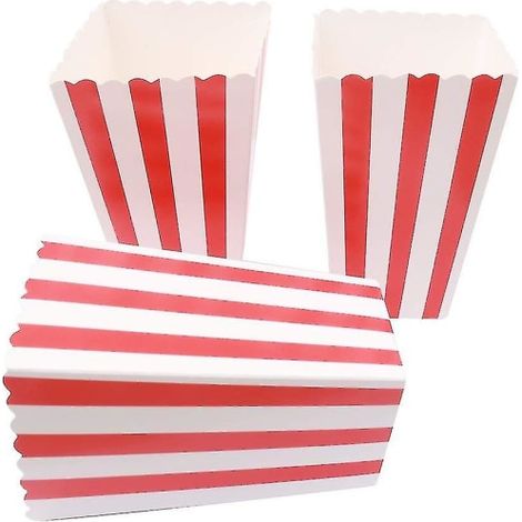 50 sachets de pop-corn, petits godets rayés en papier pour fêtes, boîtes à bonbons en carton pour enfants, confiseries et goûters (1/3)