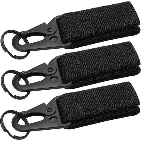3 Mousquetons d'Escalade Adhésifs Robustes, Légers et Portables pour Randonnée et Camping - Noir