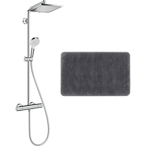 Hansgrohe Colonne de douche Crometta E 240 EcoSmart + cadeau gratuit tapis de salle de bain, anthracite (27281000-DAN) (1/5)