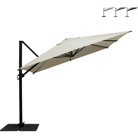 Antibes seitlicher Garten-Sonnenschirm 3x3 m aus Aluminium, einziehbar - Beige
