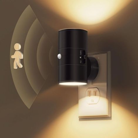 1 pièce,Veilleuse avec détecteur de mouvement, veilleuse prise blanc chaud 3000 K, luminosité réglable 0 100 lm, lampe de nuit à intensité variable pour intérieur, couloir, chambre à [Classe énergétiq (1/5)
