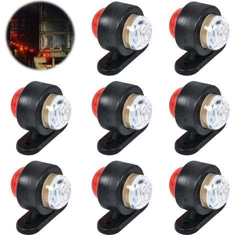 Feux de position à LED 12 / 24V : 8 pièces de mini feux de côté, feux de position, étanches pour remorques, camions, voitures, caravanes, camping-cars, blancs et rouges (1/5)