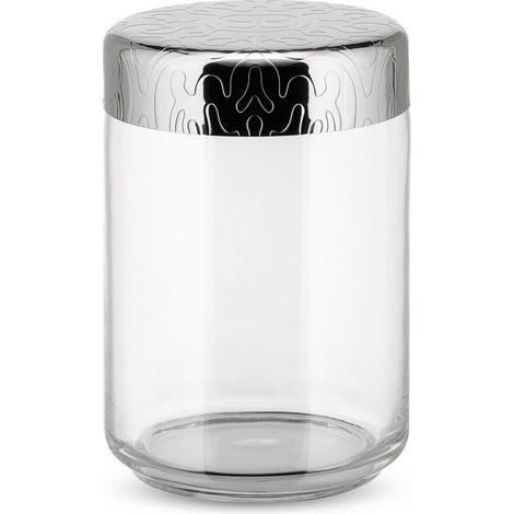 Alessi MW21-100 Barattolo Ermetico Dressed 1 L Vetro Acciaio Inox 18-10 colore Argento